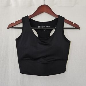 Soulgani Active Razor Back Sports Bra in Black Red Green Stripes Women’s Size XS